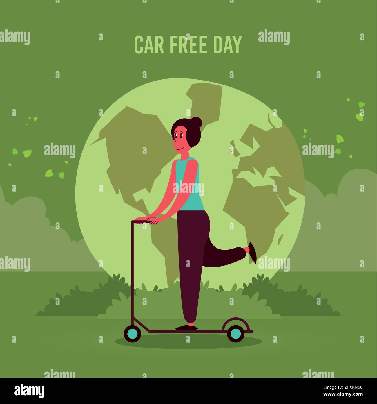 car free day skater and earth Stock Vector Image & Art - Alamy