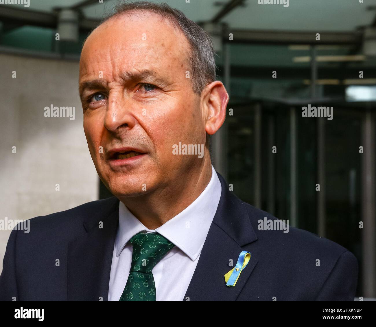 London, UK. 13th Mar, 2022. Micheál Martin, Irish Taoiseach (Prime Minister) at the BBC for an interview. Credit: Imageplotter/Alamy Live News Stock Photo