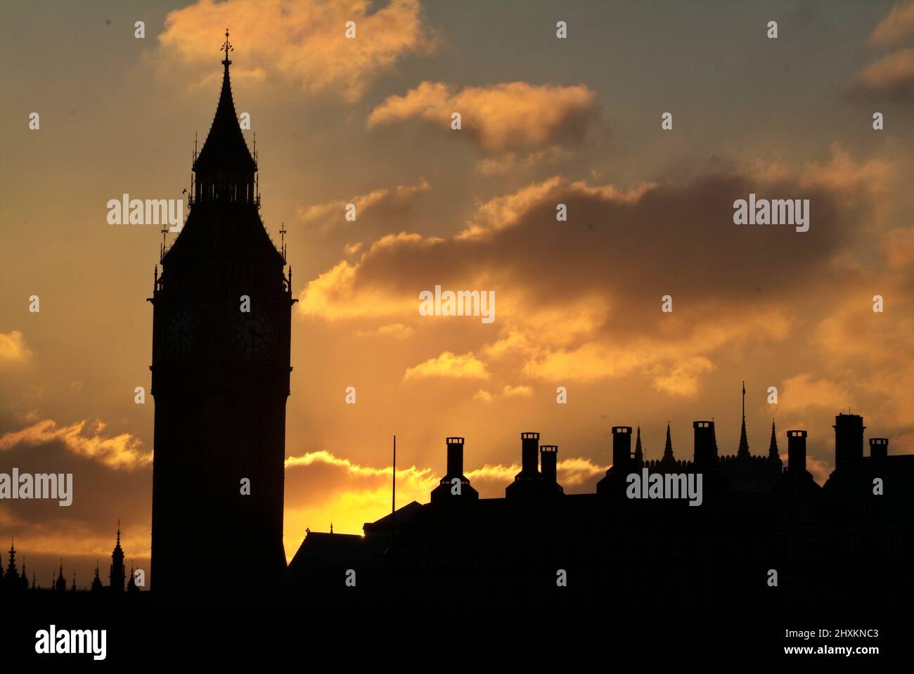 Sunset over Big Ben,, London, United Kingdom. Stock Photo