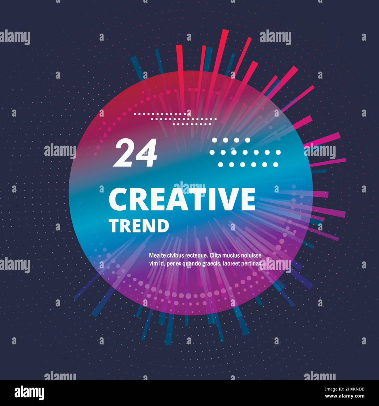 Halftone circles with ray lines design element Stock Vector
