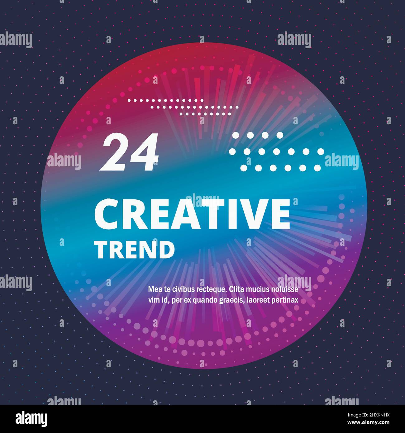 Halftone circles with ray lines design element Stock Vector