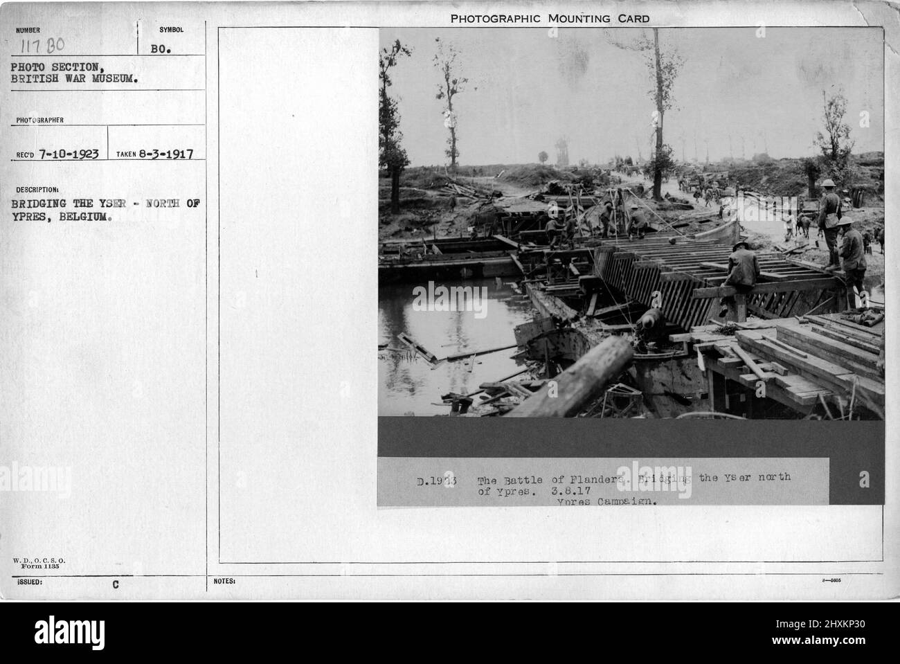 Bridging the Yser - North of Ypres, Belgium. Collection of World War I ...