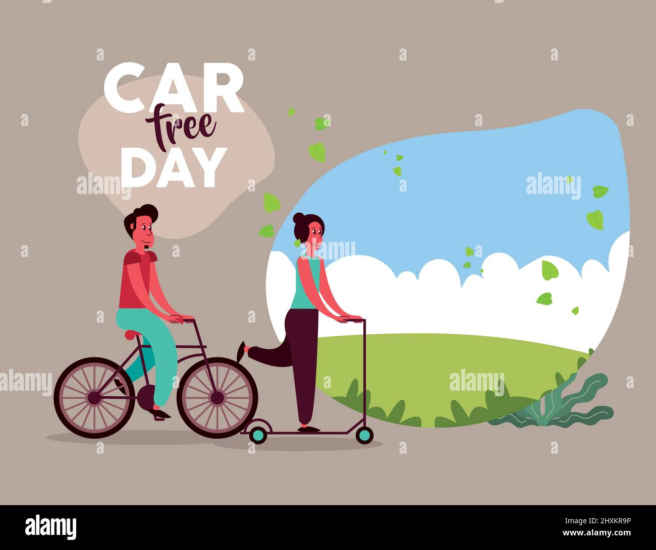 car free day couple Stock Vector Image & Art - Alamy