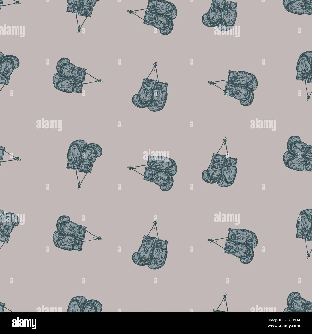Boxing gloves hanging seamless pattern. Vintage sport inventory