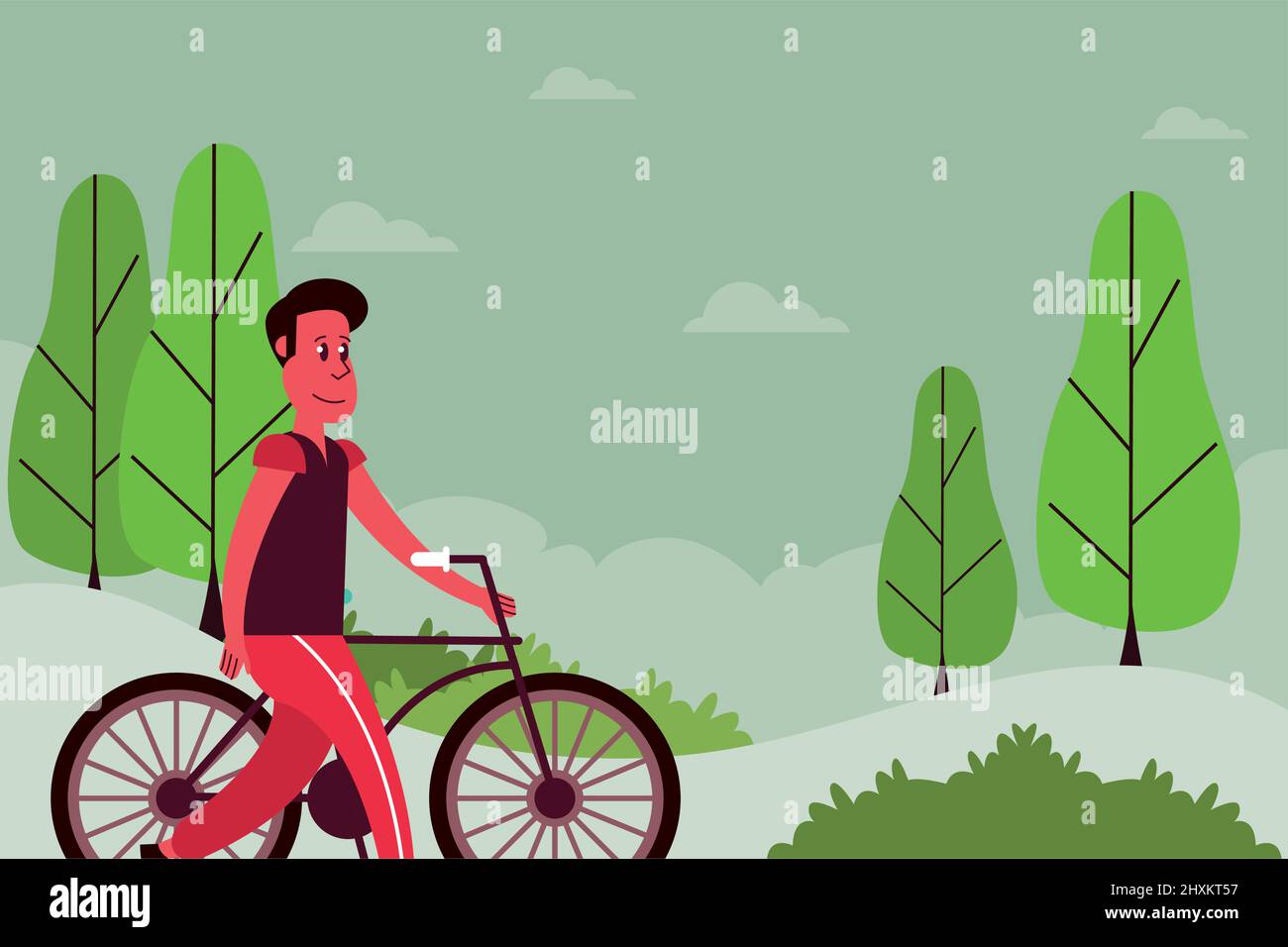 man in bicycle character Stock Vector