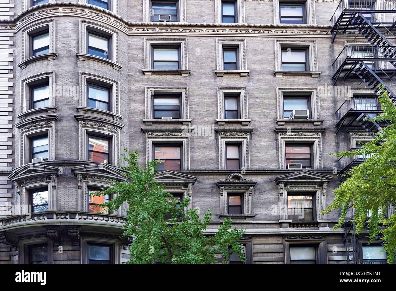 Elegant old New York apartment building with external fire escape Stock Photo