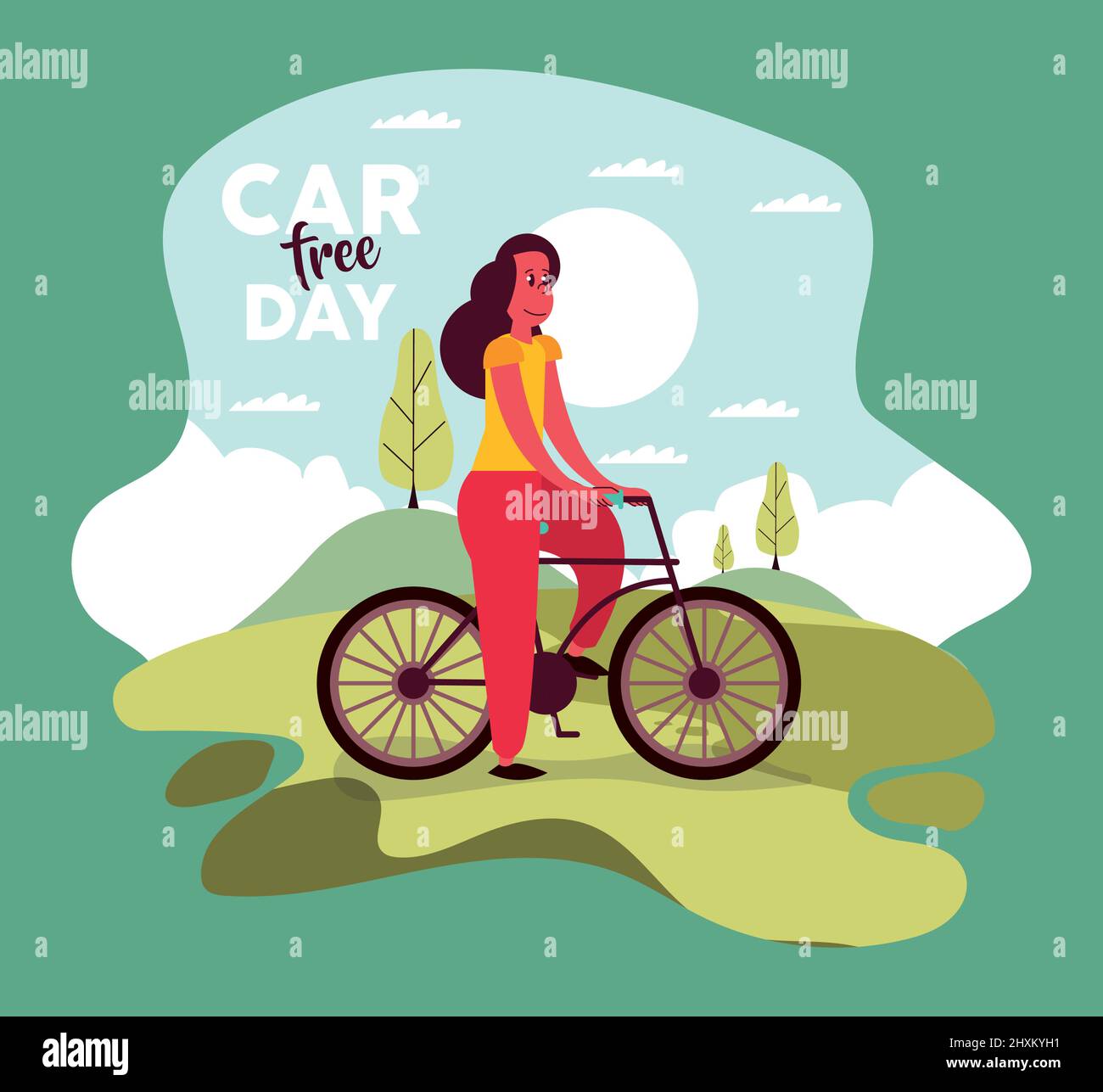 car free day girl on bicycle Stock Vector Image & Art - Alamy