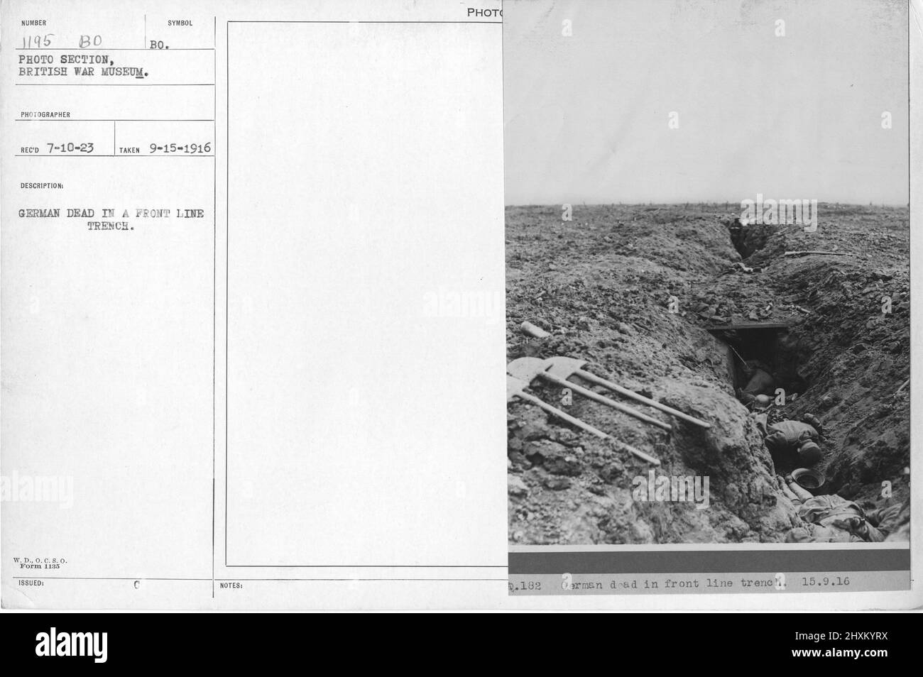 German dead in a front line trench. Collection of World War I ...