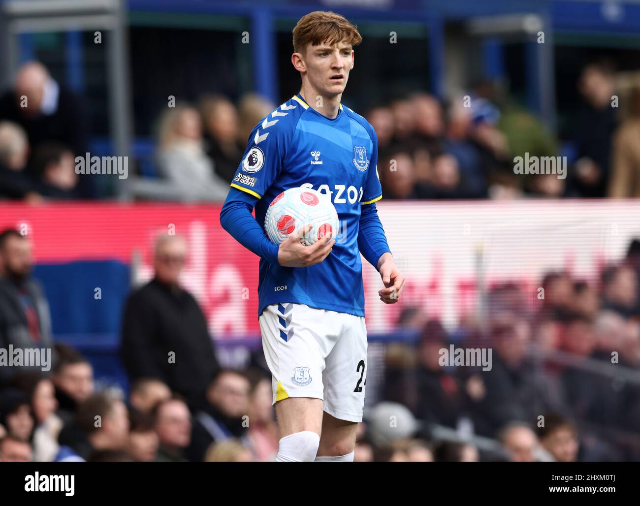 Liverpool, England, 13th March 2022.  Anthony Gordon of Everton during the Premier League match at Goodison Park, Liverpool. Picture credit should read: Darren Staples / Sportimage Stock Photo