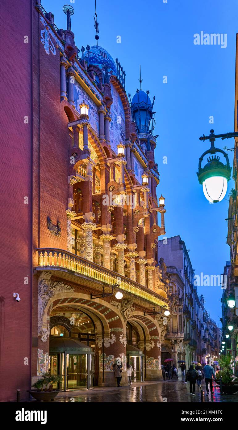 Principal facade of The Palau de la Musica Catalana. Barcelona, Catalonia, Spain. Stock Photo