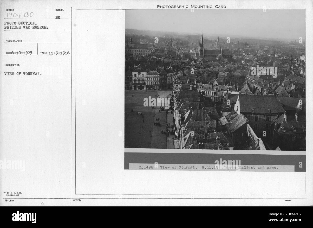 View of Tournai. Collection of World War I Photographs, 1914-1918 that depict the military activities of British and other nation's armed forces and personnel during World War I. Stock Photo