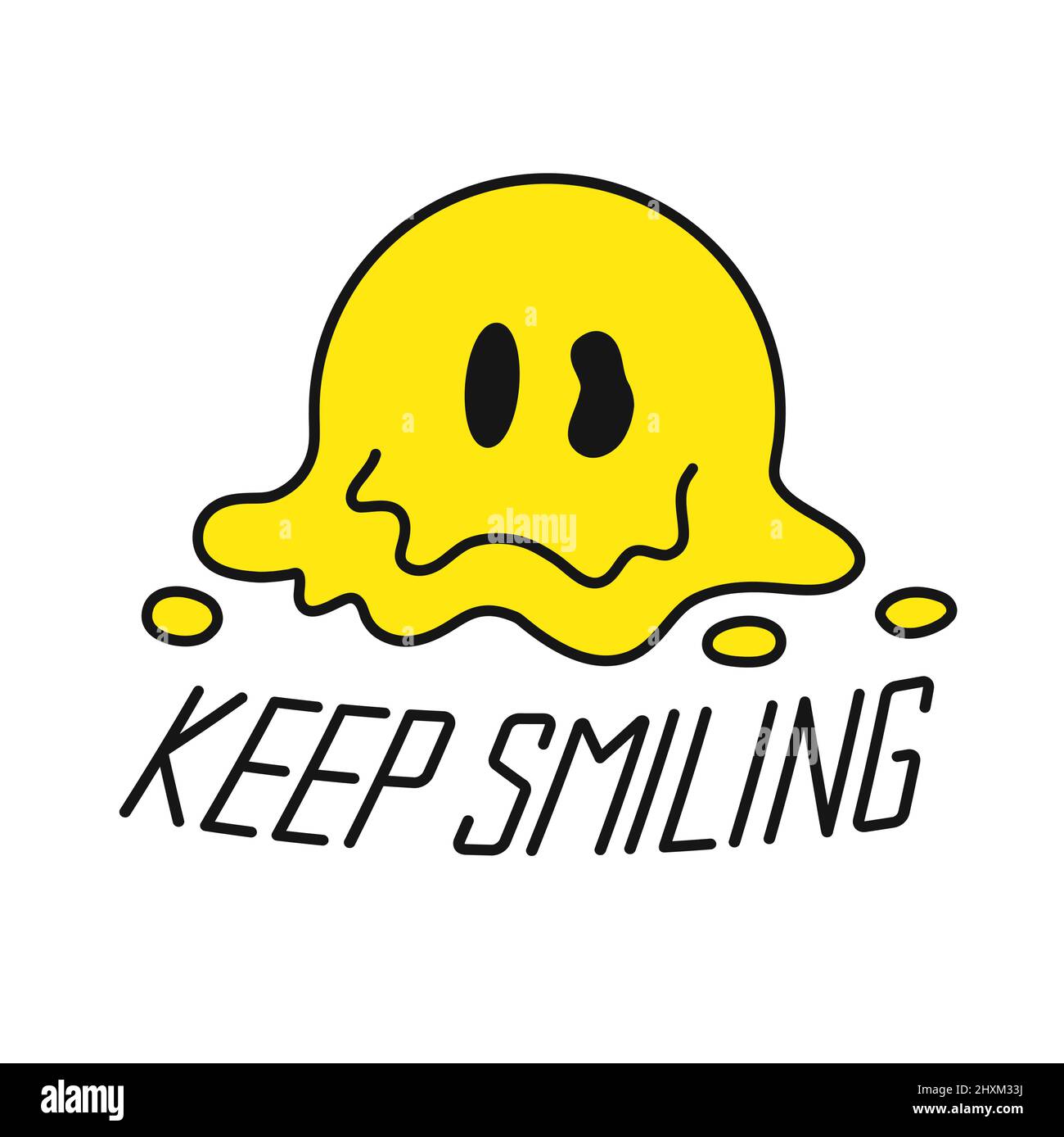 Melt smile face t-shirt print. Keep smiling quote text. Vector ...