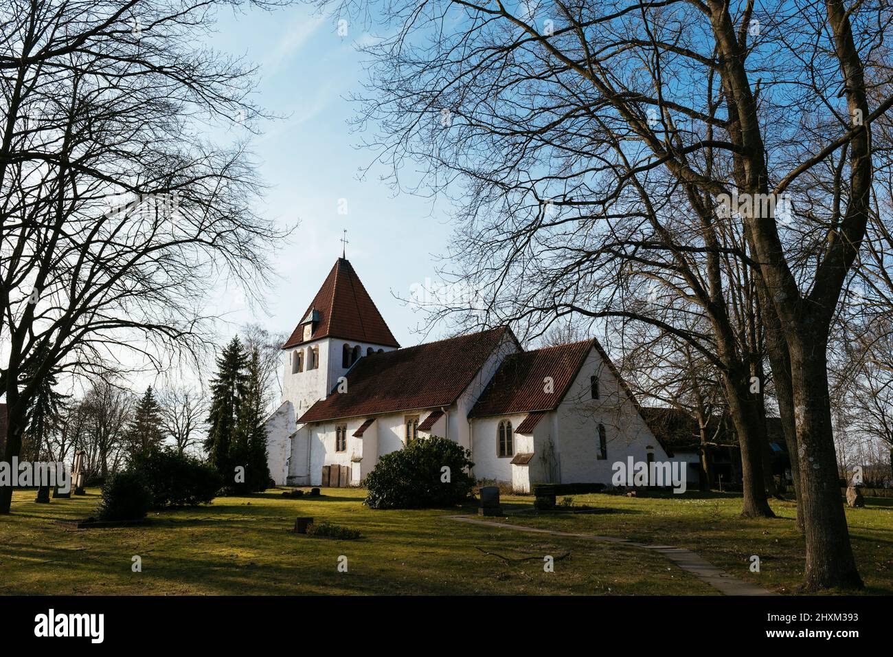 Protestant church in Heimsen near Petershagen. Stock Photo