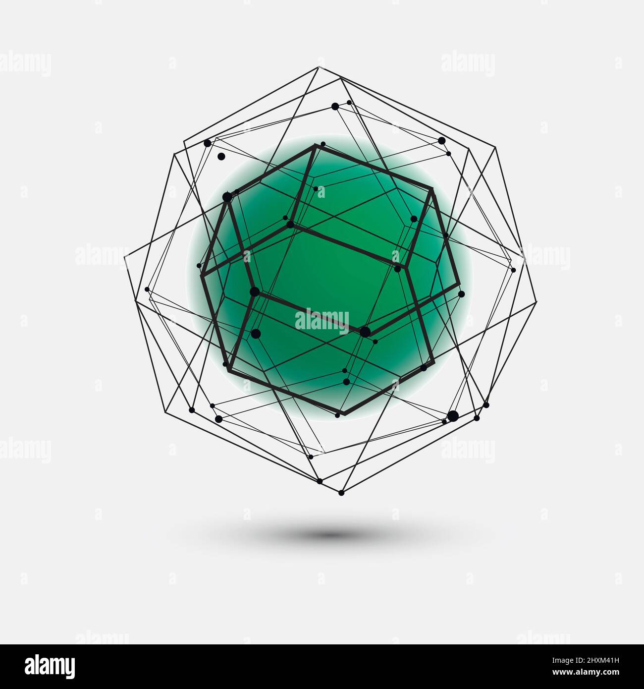 Molecule and communication vector pattern. Abstract circle connected lines with dots Stock Vector