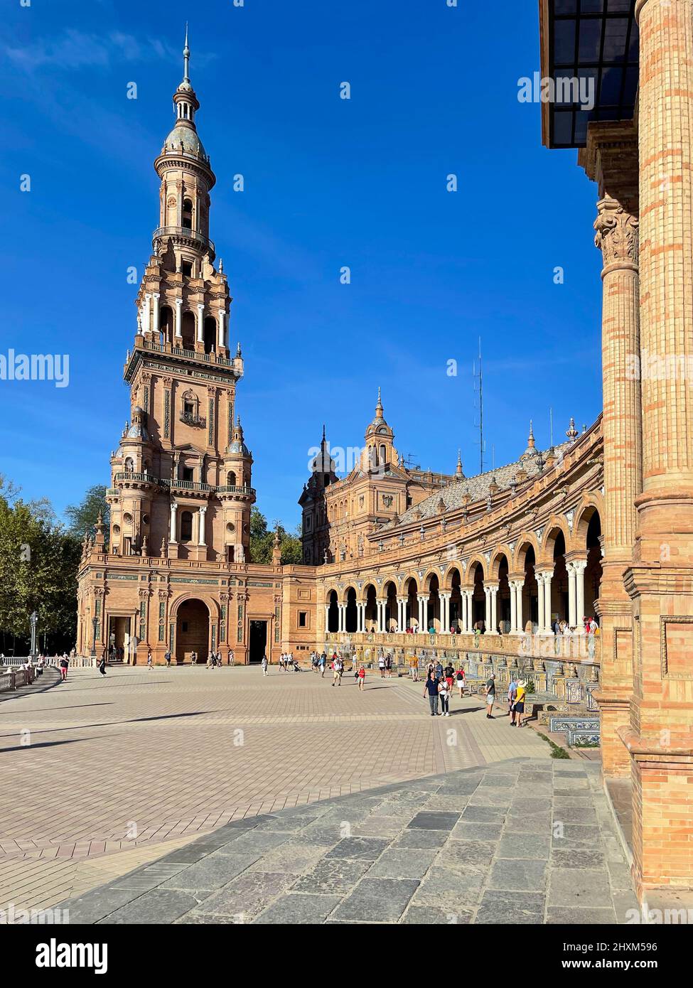 The Plaza de España square, the main square of the Old Town in Seville city, also Sevilla, capital of Andalusia region, in the southern Spain. Stock Photo