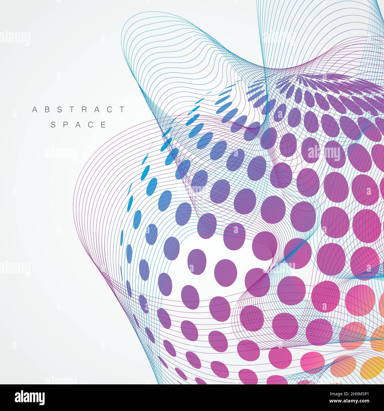 Abstract wave element for design. Vector digital line art background Stock Vector