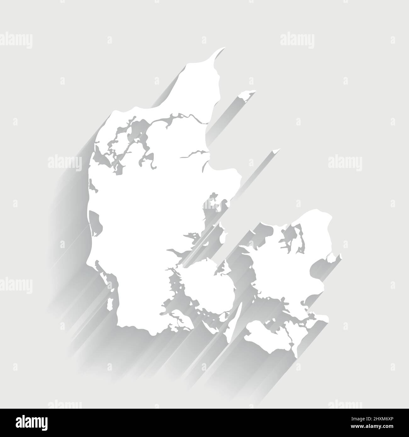 White Denmark map on gray background, vector, illustration, eps 10 file Stock Vector