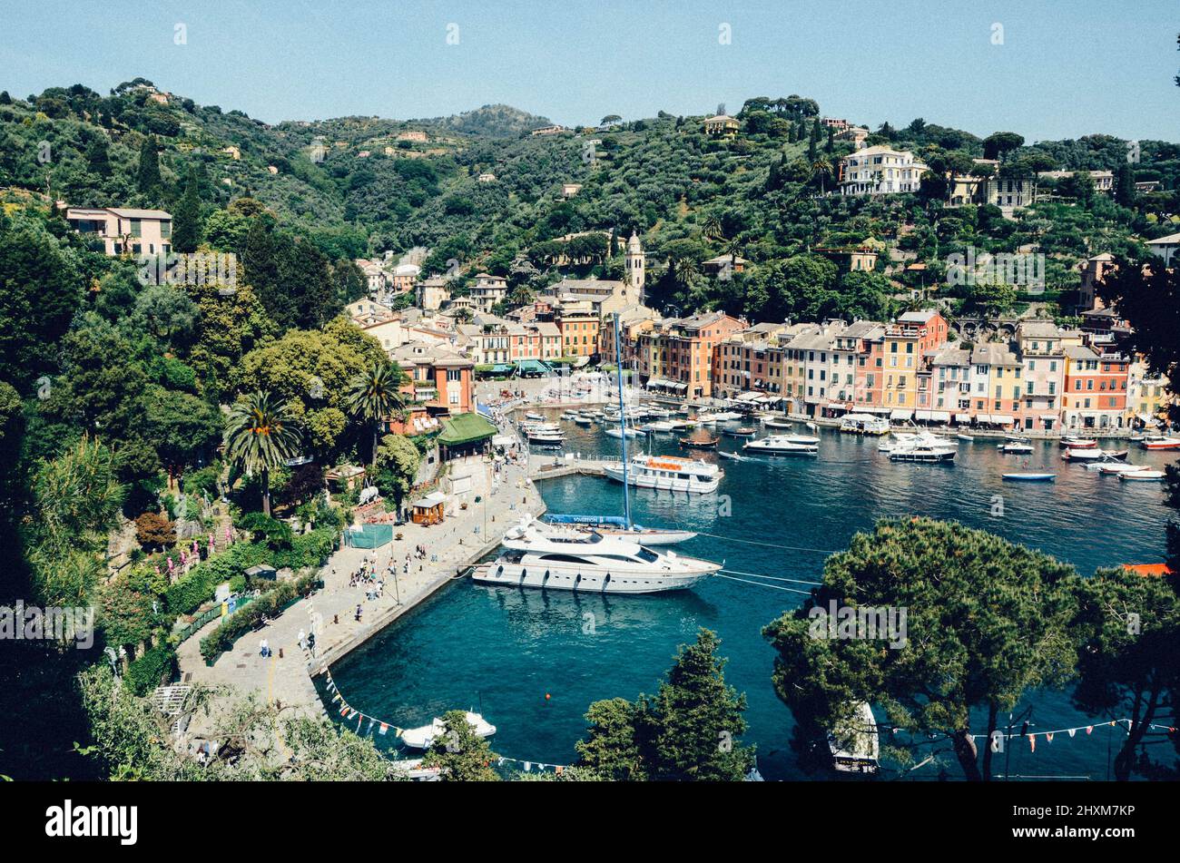 Portofino is a fishing village on the Italian Riviera coastline, southeast of Genoa city. Stock Photo
