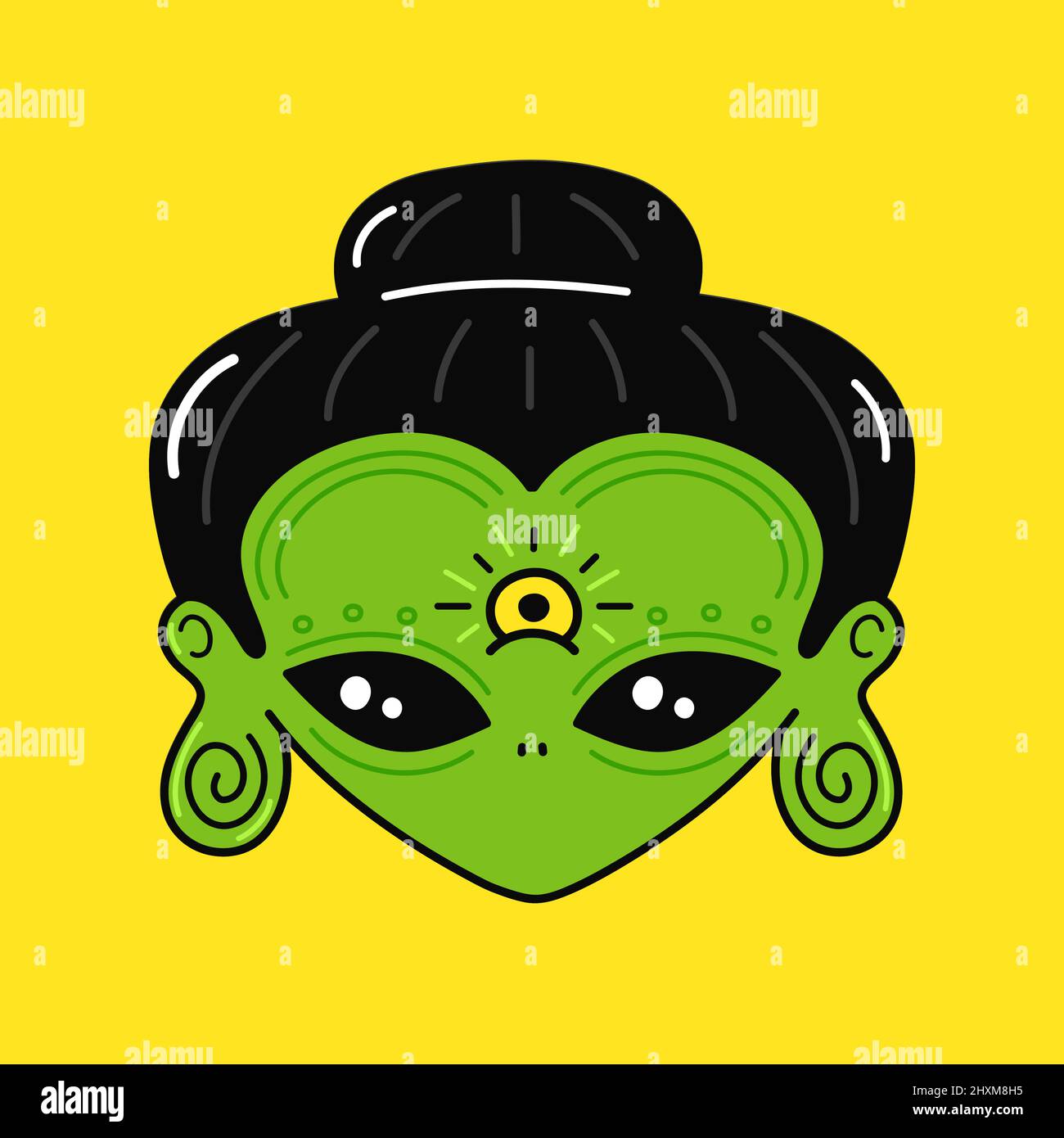 Funny Buddha Alien Face With Third Eye Vector Hand Drawn Cartoon Kawaii Character Logo Illustration Buddha Buddhist Alien Ufo Green Cosmic Creature Character T Shirt Logo Sticker Print Concept Stock Vector Image Art Alamy