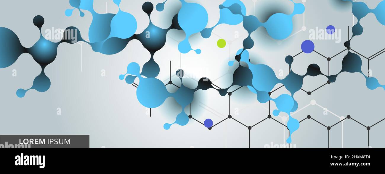 Vector color illustration connection molecules and hexagon pattern ...