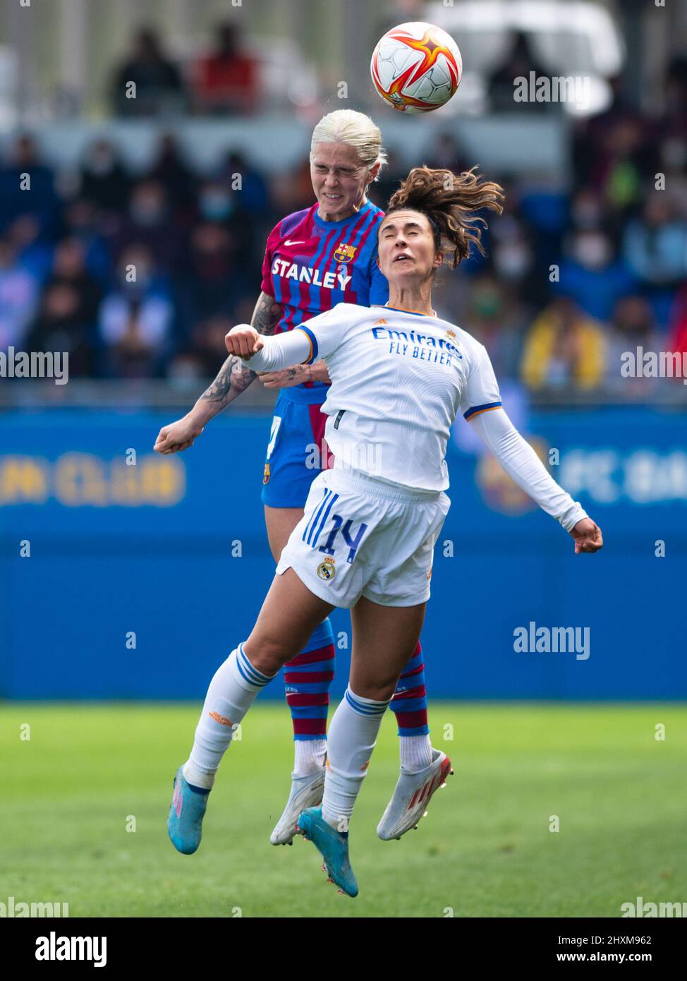 Spain. 13/03/2022, Maria Leon of FC Barcelona during the Primera Iberdrola match between FC Barcelona and Real Madrid at Estadi Johan Cruyff in Sant Joan Despi, Spain. Stock Photo