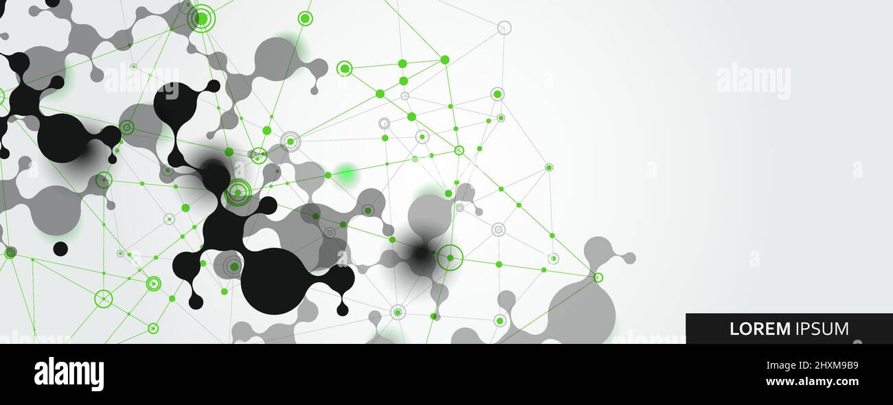 Vector abstract with connection molecules, atoms and DNA background Stock Vector