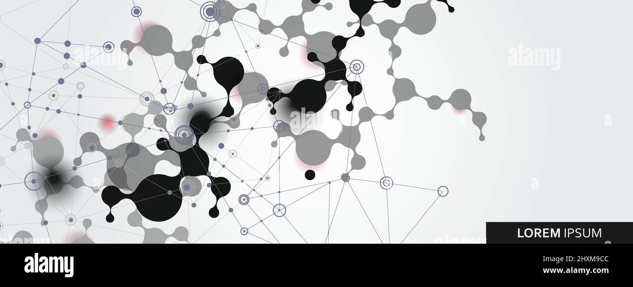 Vector abstract with connection molecules, atoms and DNA background Stock Vector