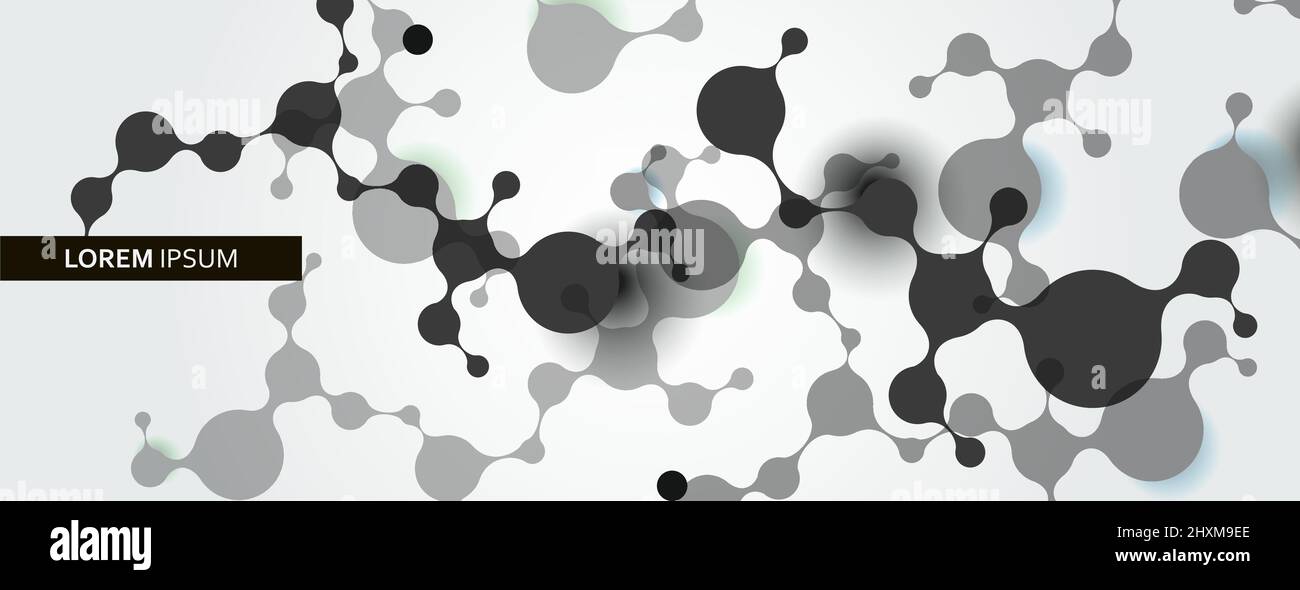 Vector abstract black molecules design and connection atoms ...