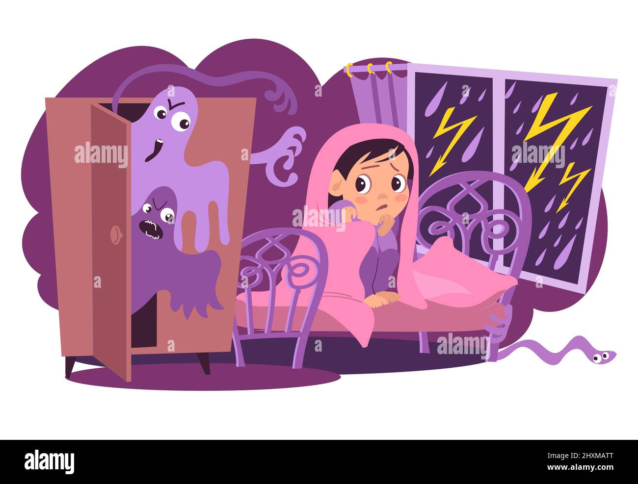 Scared child night bed Cut Out Stock Images & Pictures Alamy