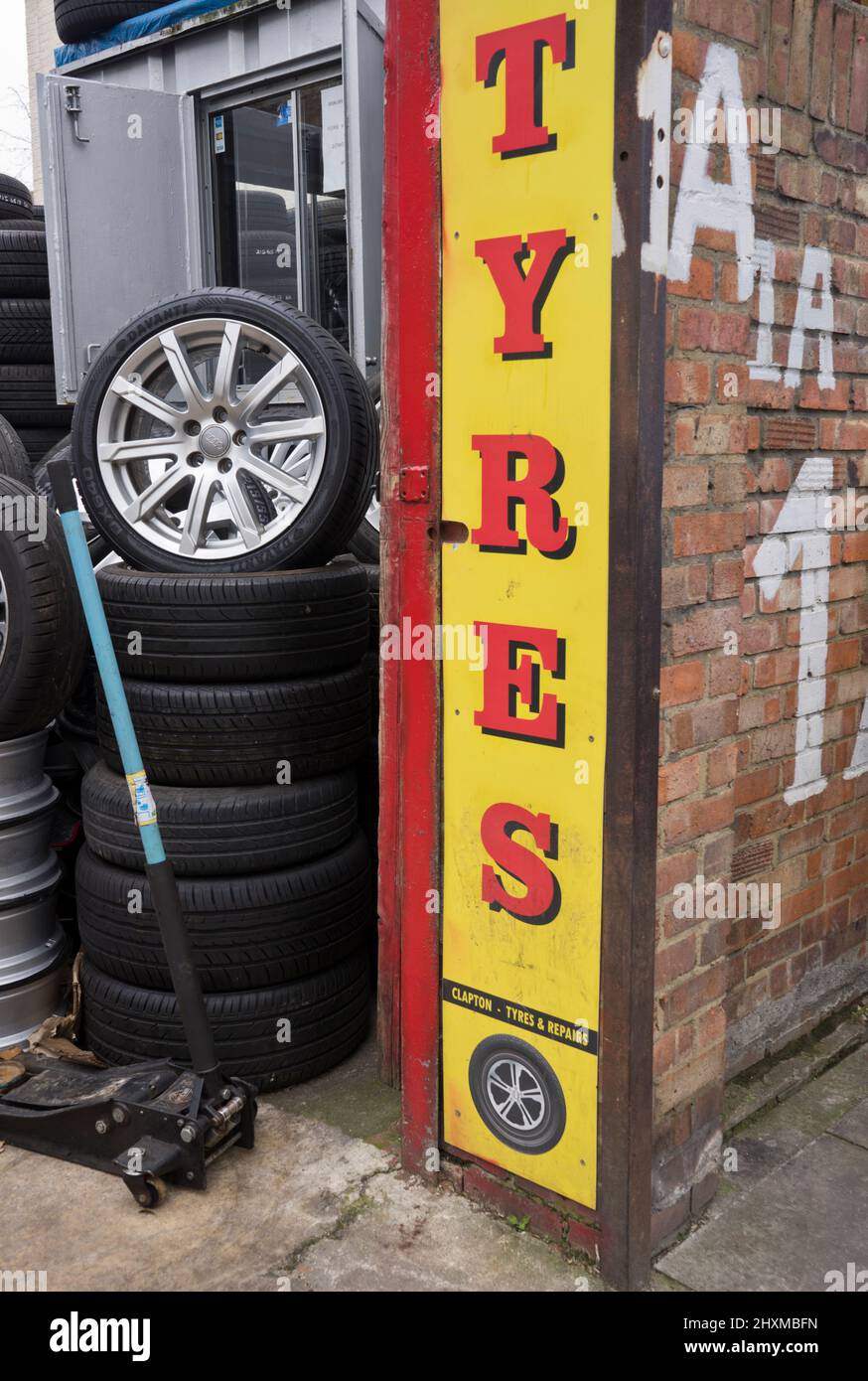 Tyre shop and garage in London; England; UK Stock Photo Alamy