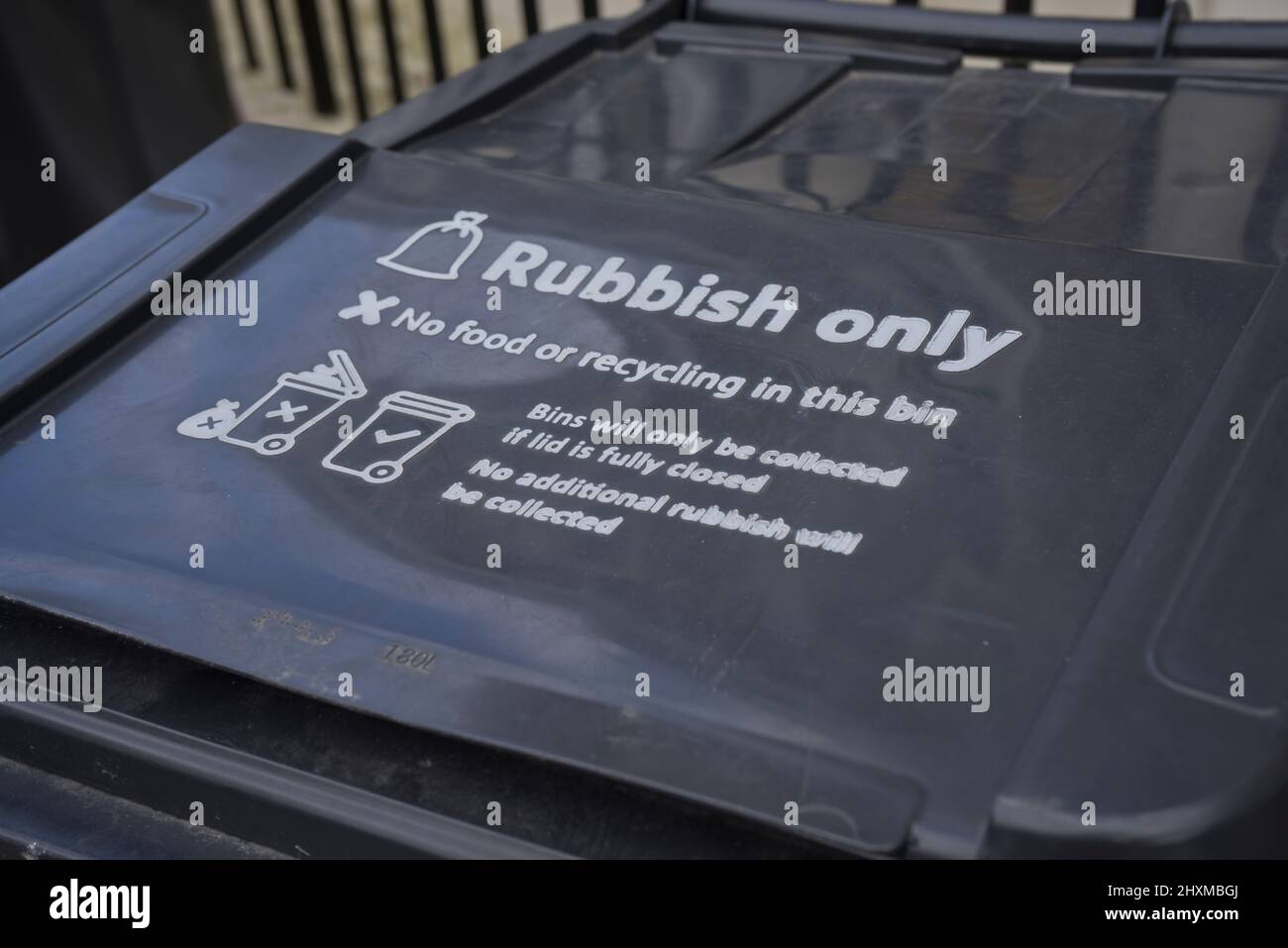 Rubbish disposal bins in a street in Manchester,England; UK Stock Photo