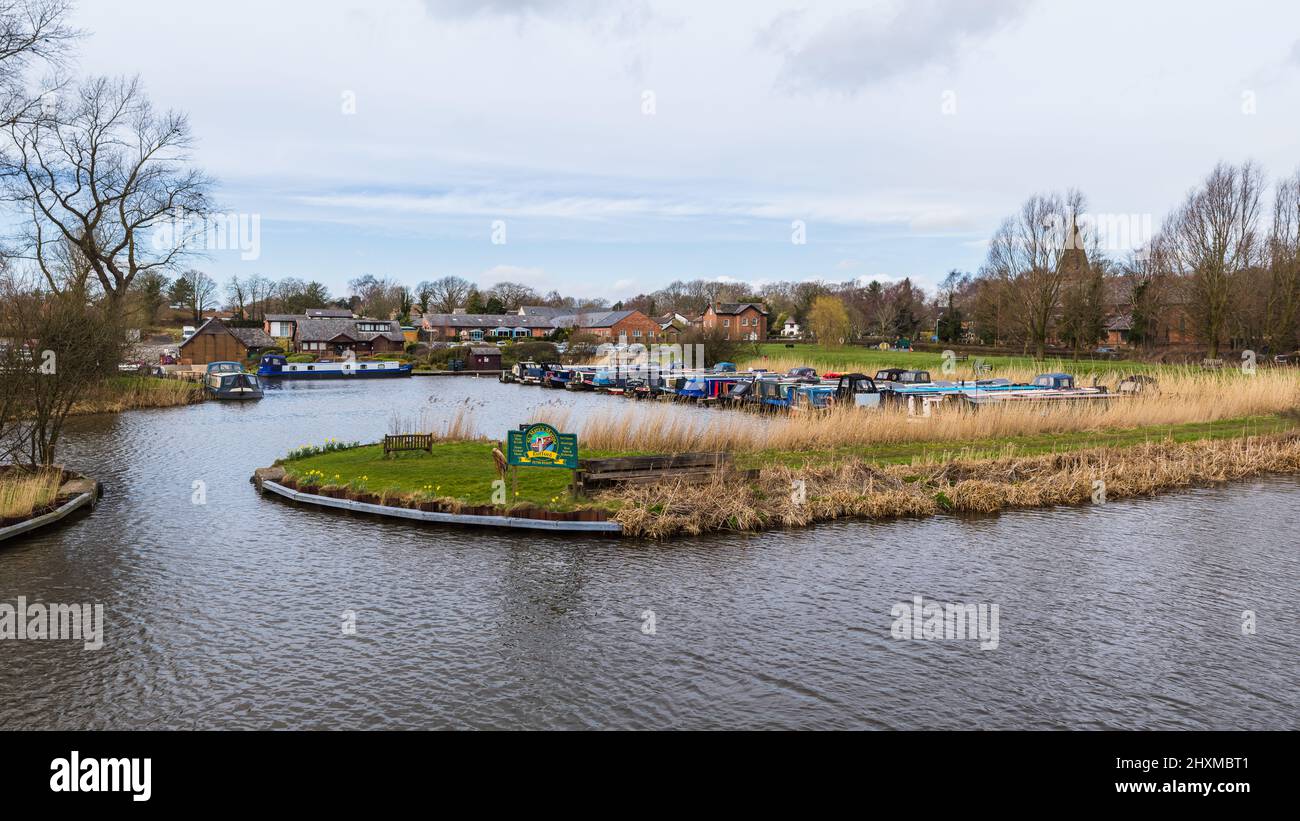 A multi image panorama of St Mary's Marina on the Leeds Liverpool canal