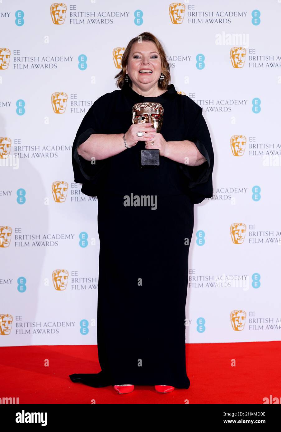 Joanna Scanlan in the press room after winning the Leading Actress