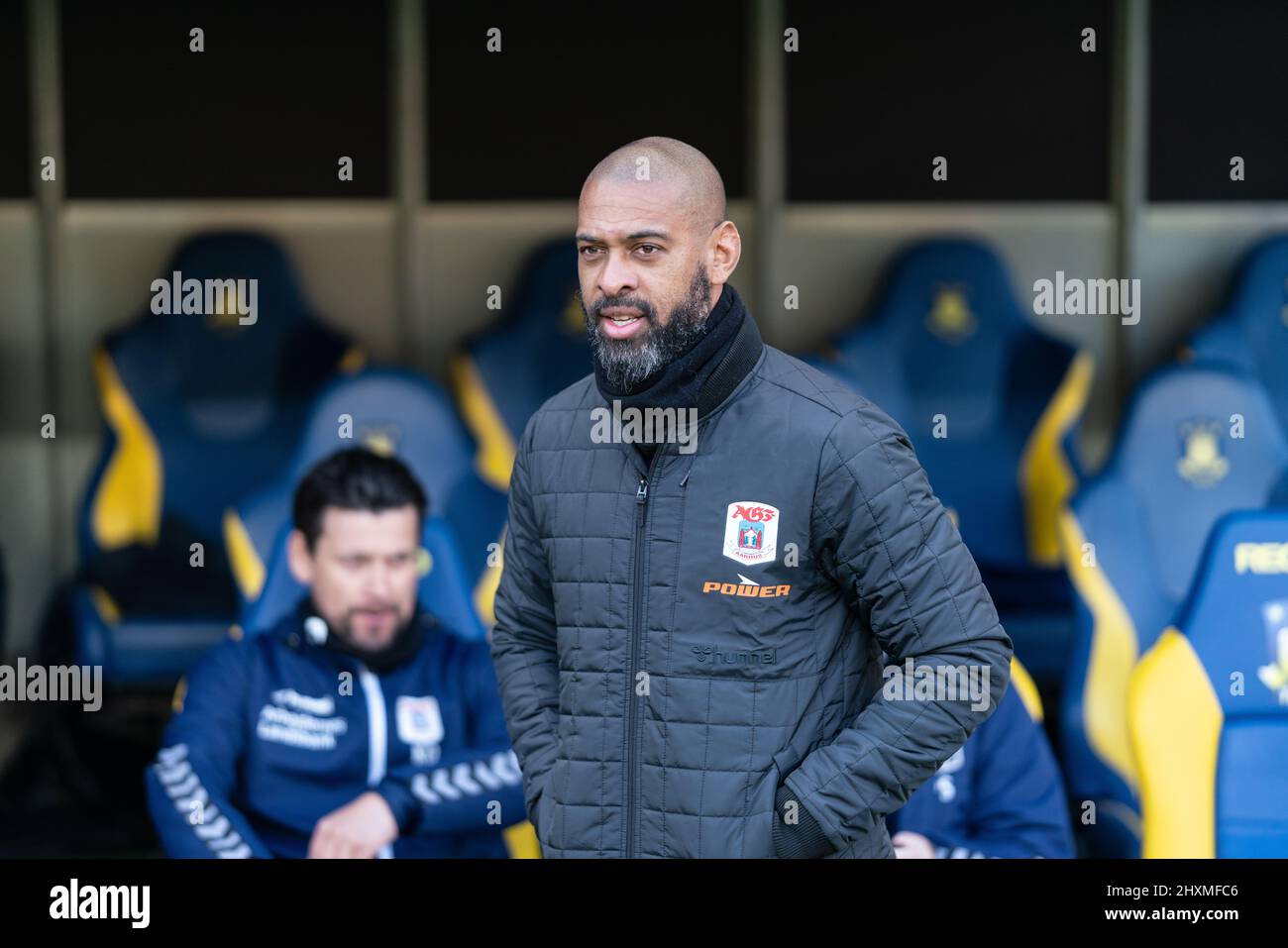 Brondby, Denmark. 13th Mar, 2022. Head coach David Nielsen of Aarhus GF seen during the 3F Superliga match between Broendby IF and of Aarhus GF at Brondby Stadium. (Photo Credit: Gonzales Photo/Alamy Live News Stock Photo