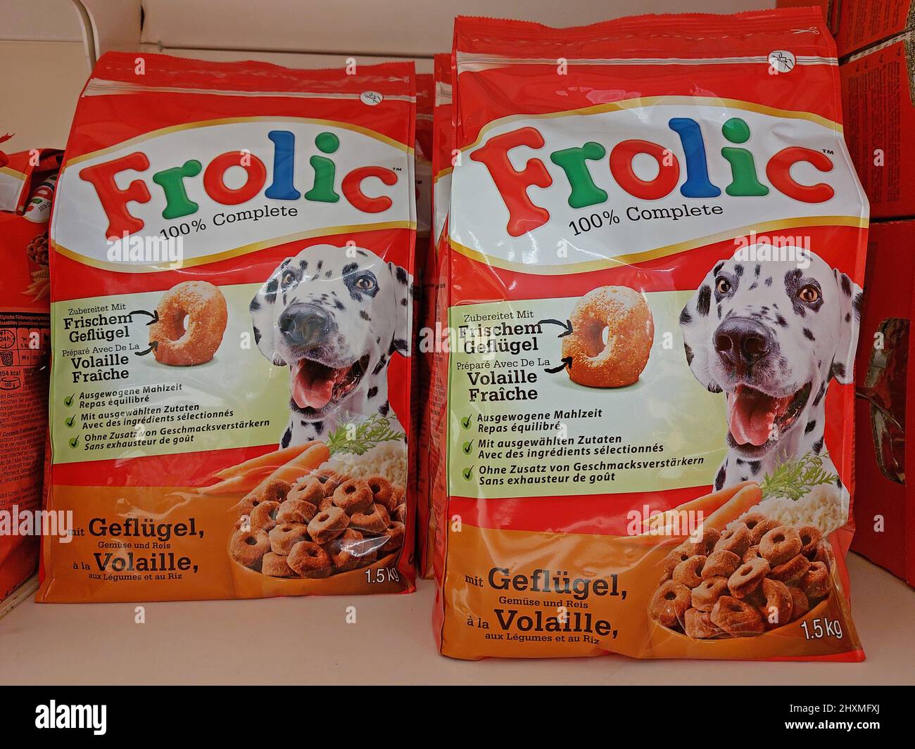 Frolic dog food in a supermarket Stock Photo Alamy