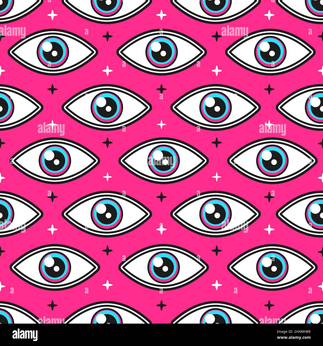 Trippy eye seamless pattern. Vector hand drawn doodle style cartoon  background illustration. Trippy psychedelic eye seamless pattern wallpaper  print concept Stock Vector Image & Art - Alamy