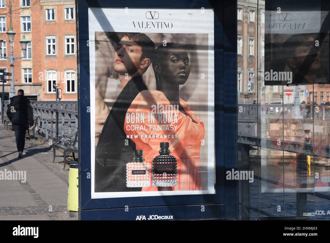 Copenhagen/Denmark.12.March 2022/.Billboard by Valentino born in roma coral  fantasy new fragances on bus stops in Copenhagen Denmark. (Photo..Francis  Dean/Dean Pictures Stock Photo - Alamy