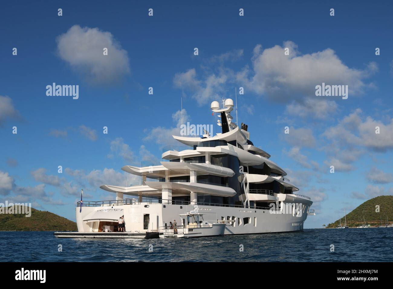 Artefact super yacht in British Virgin Islands Stock Photo