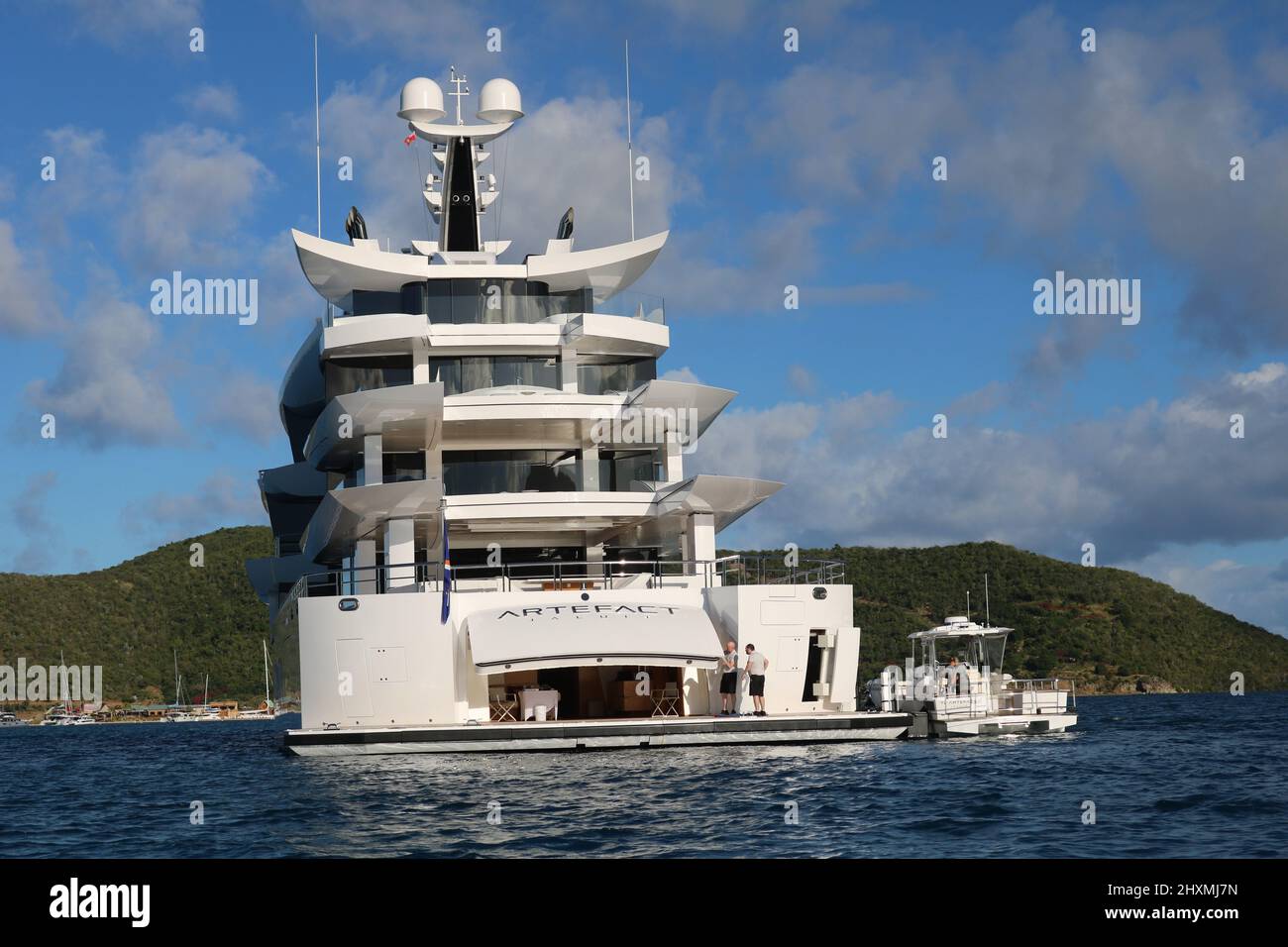 Artefact super yacht in British Virgin Islands Stock Photo