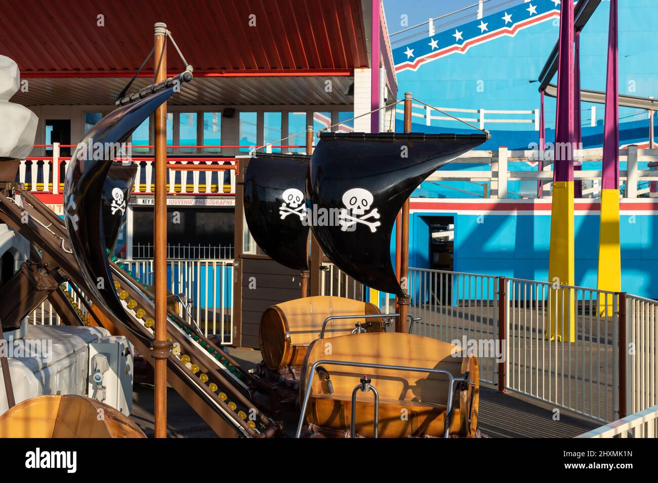 Pirate carousel ride on the Pleasure Beach in Great Yarmouth, North Norfolk,UK Stock Photo