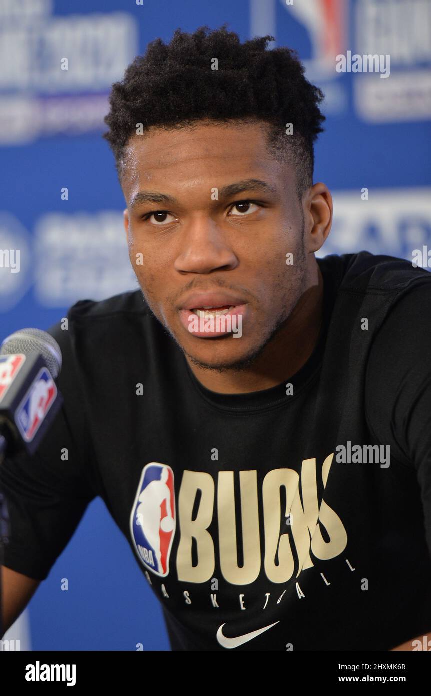 Giannis Antetokounmpo attends a press conference Stock Photo - Alamy