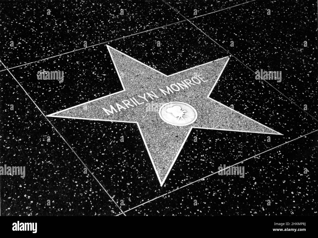 Marilyn Monroe star on the Walk of Fame on Hollywood Blvd. in Los Angeles, CA Stock Photo