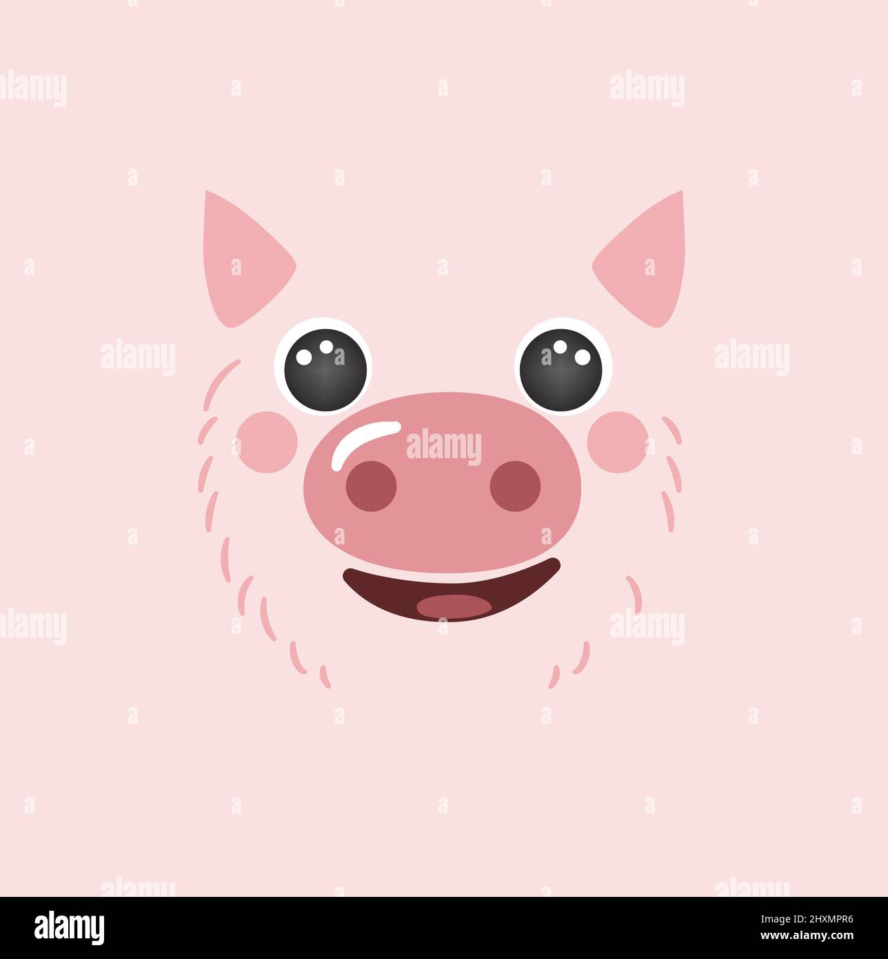 Cute kawaii head pig mascot cartoon logo design icon illustration