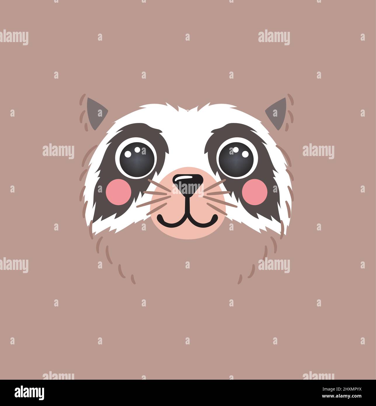 Cute Raccoon portrait square smile head cartoon round shape animal face,  isolated mascot character vector icon illustration. Flat simple hand drawn  for kids poster, cards, t-shirts, baby clothes Stock Vector Image &