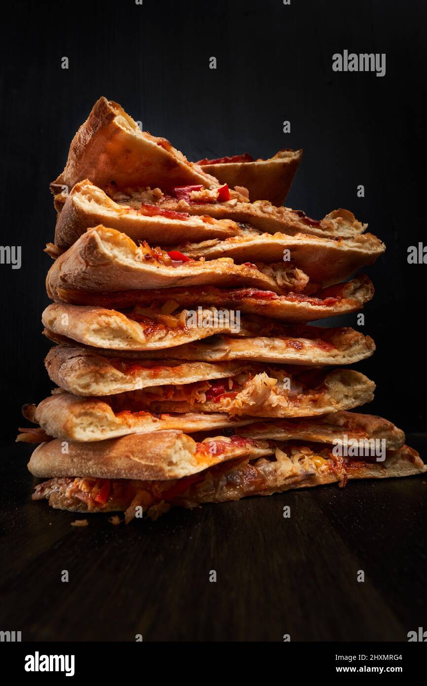 Tower Of Pizza Stock Photo - Download Image Now - Pizza, Stack