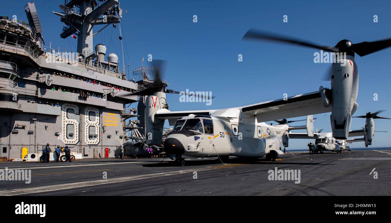 220312-N-ZQ263-1035 PACIFIC OCEAN (Mar. 12, 2022) Three CMV-22B Osprey ...