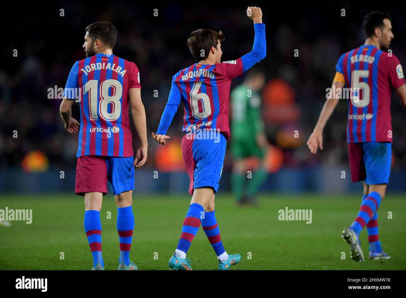 Barcelona,Spain.13 March,2022. Riqui Puig (6) of FC Barcelona