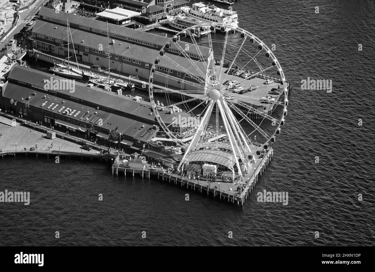 Seattle, WA Ferris Wheel On The Water Stock Photo