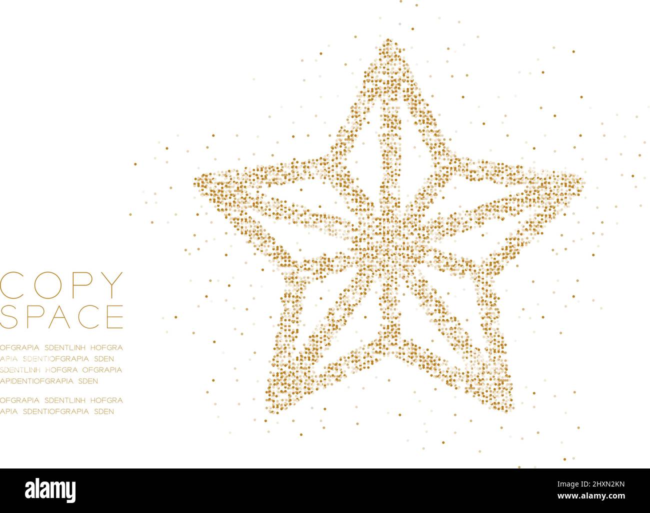 Abstract Geometric Circle dot molecule particle Christmas star shape, VR technology Happy New Year celebration design gold color illustration isolated Stock Vector