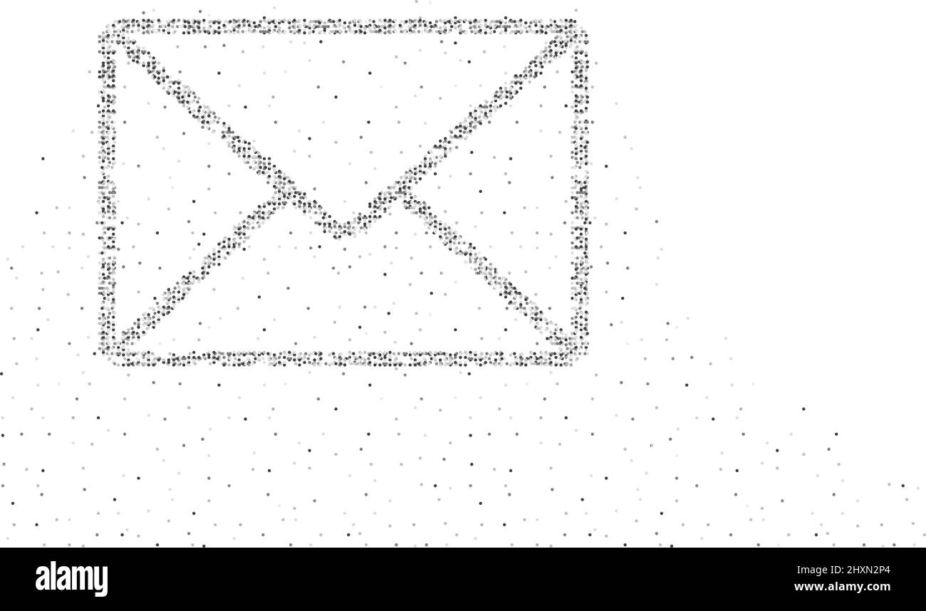 Email symbol shape Particle Geometric Circle dot pixel pattern, You got mail concept design black color illustration on white background with space, v Stock Vector